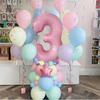 63pcs Pastel Candy Pink 1st 2nd 3rd Foil Number Balloon Set Macaron Latex Ballons Girl Princess Baby Shower Birthday Party Decor
