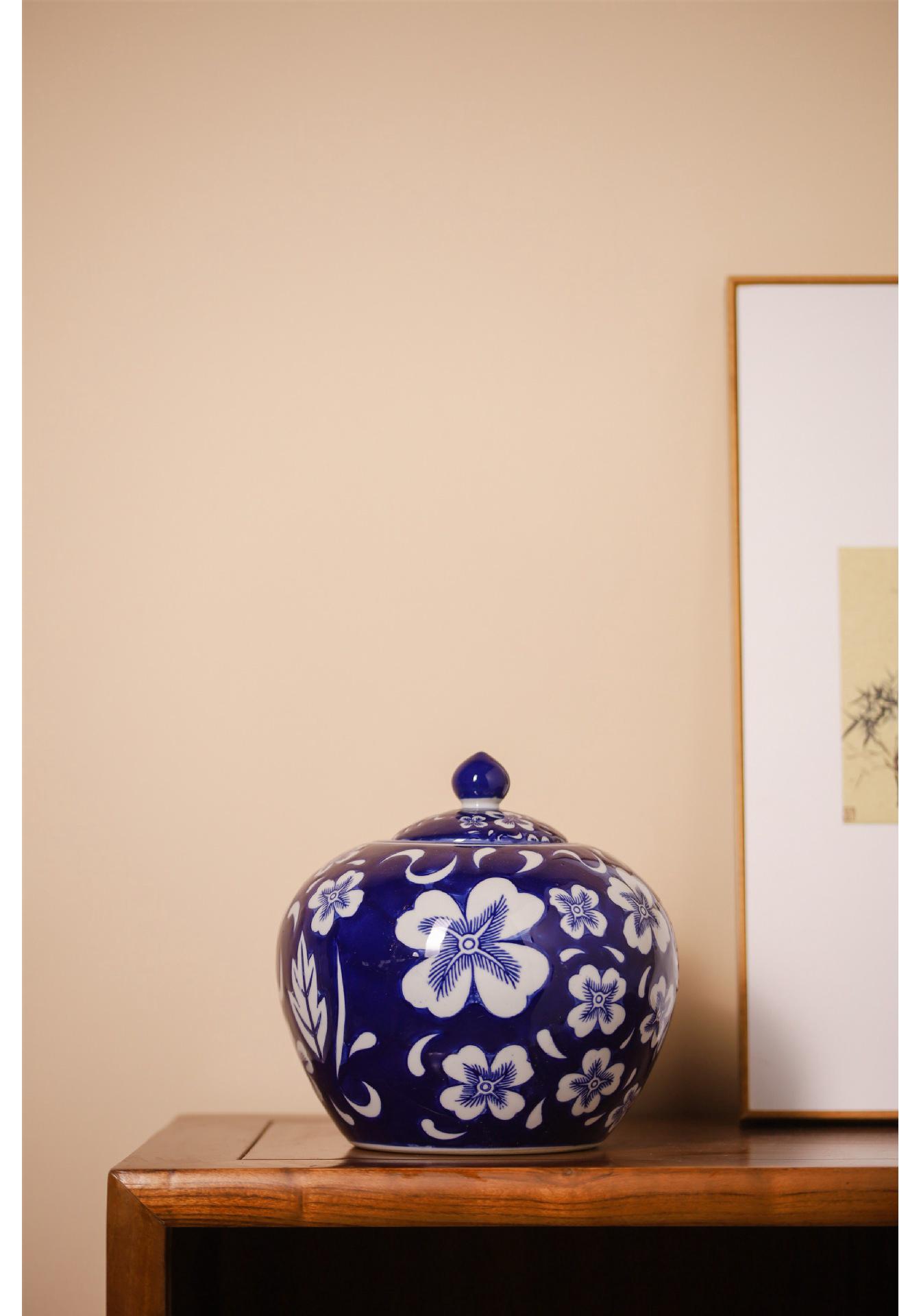 Hand-Painted Jingdezhen Blue and White Porcelain Vase - New Chinese Style Ceramic Ornament for Living Room