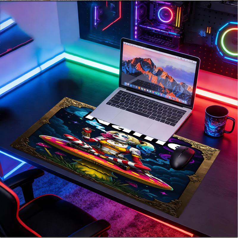Custom Name Personalized Superhero Pattern Mousepad, Laptop PC Desk Mat, Decorative Desk Mat for Home Keyboard Pad Gift
