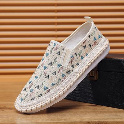 Fashion Blue Fisherman Shoes Man Loafers Breathable Linen Shoes For Man Slip-On Flat Shoes Men Espadrilles