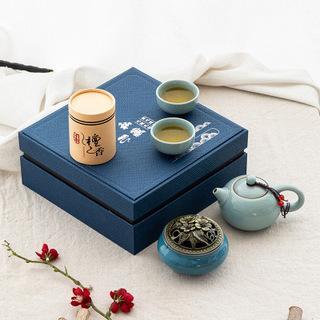 New Chinese Style Guochao Ge Kiln Ceramic Kung Fu Tea Set Set Mid-Autumn Festival Gift Can Be Made Into a Gift Box Guochao Gift Box