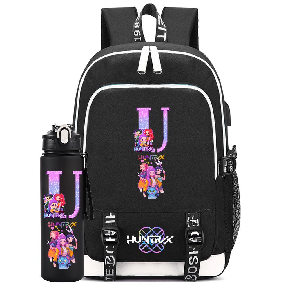 2Pcs/set Cartoon Backpack Large Capacity Bookbag With 750ml Water Bottler Laptop Student Boy Girl School Bag Travel Bag Kid Gift