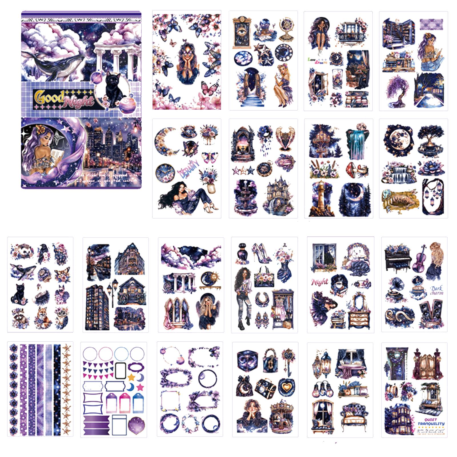 

Planner Sticker Set Moon and Stars Theme Decorative Stickers for Journals Scrapbooks and Calendars with Various Designs and Shapes One Size коричневый