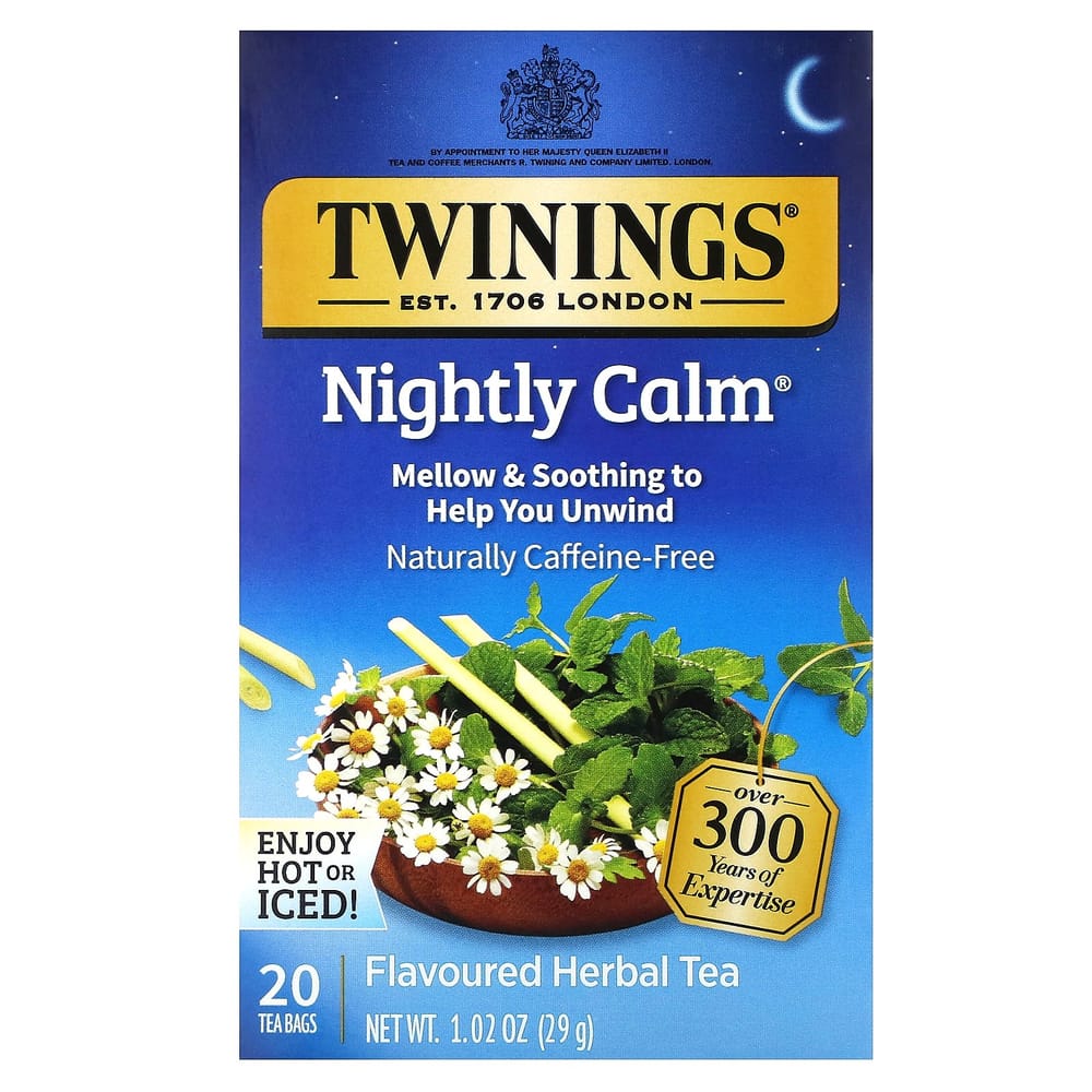 Twinings Flavored Nightly Calm Caffeine-Free Herbal Tea, 20 Tea Bags, 29g (1.02oz)
