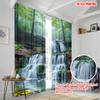 2pcs  2D plane printing Creative Curtains Waterfall Landscape Versatile 100% Polyester (without rod) Holiday for Bedroom &
