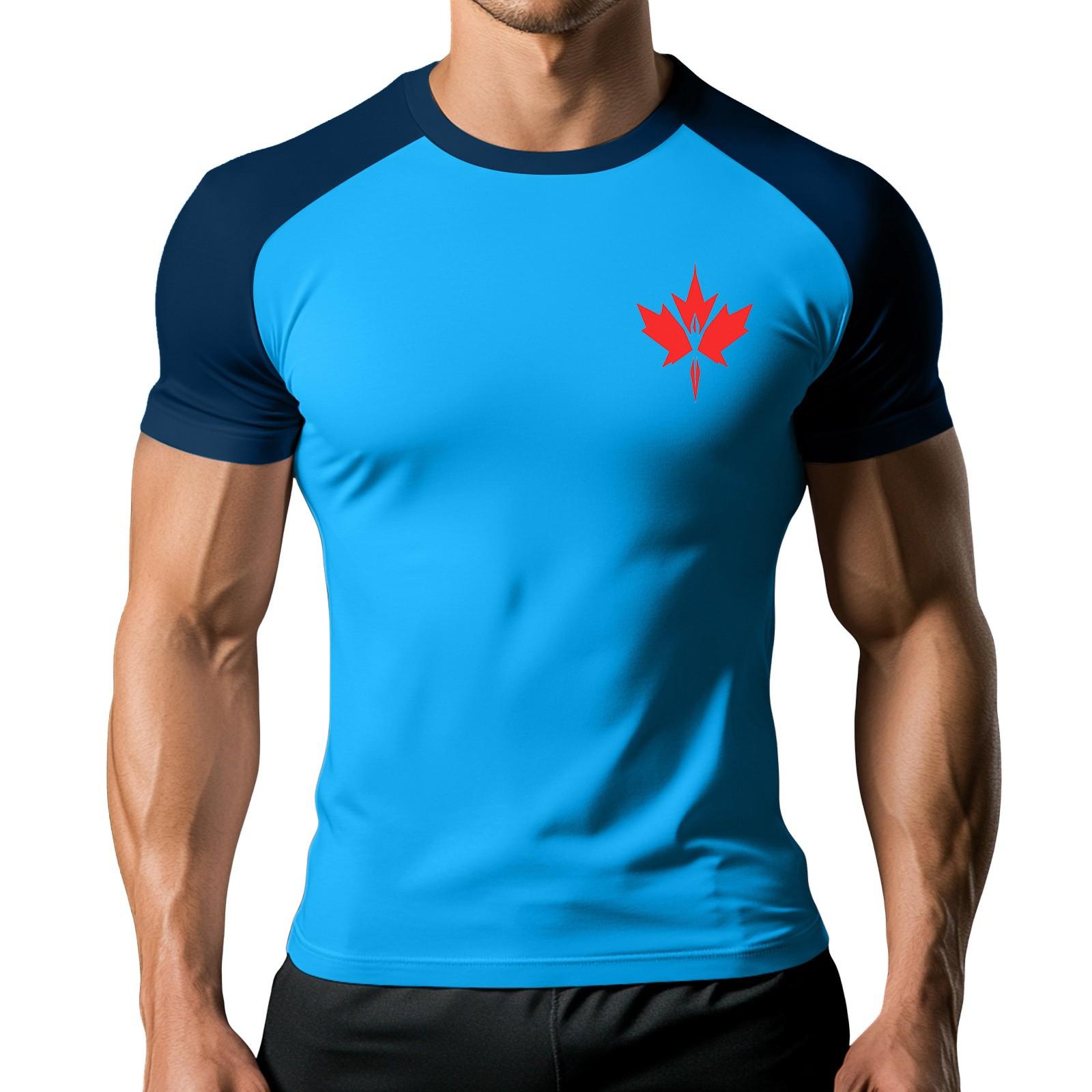 

Men s Fashion Printed Contrast Color Raglan Short Sleeve Sports T-shirt XL