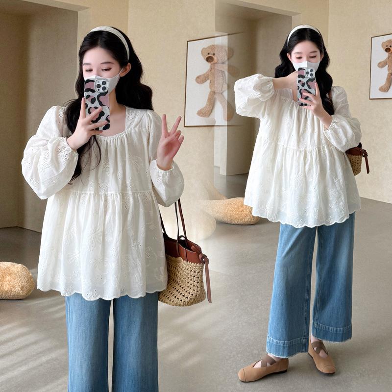 

2026 Spring Korean Lace Embroidery Doll Shirt XL абрикосовий