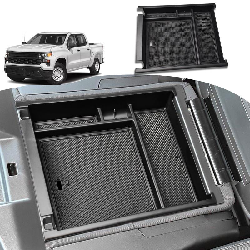 Center Console Organizer Tray For -2025 GMC Sierra/Chevy Silverado Armrest Box Car Storage Secondary Car Box ABS Accessories