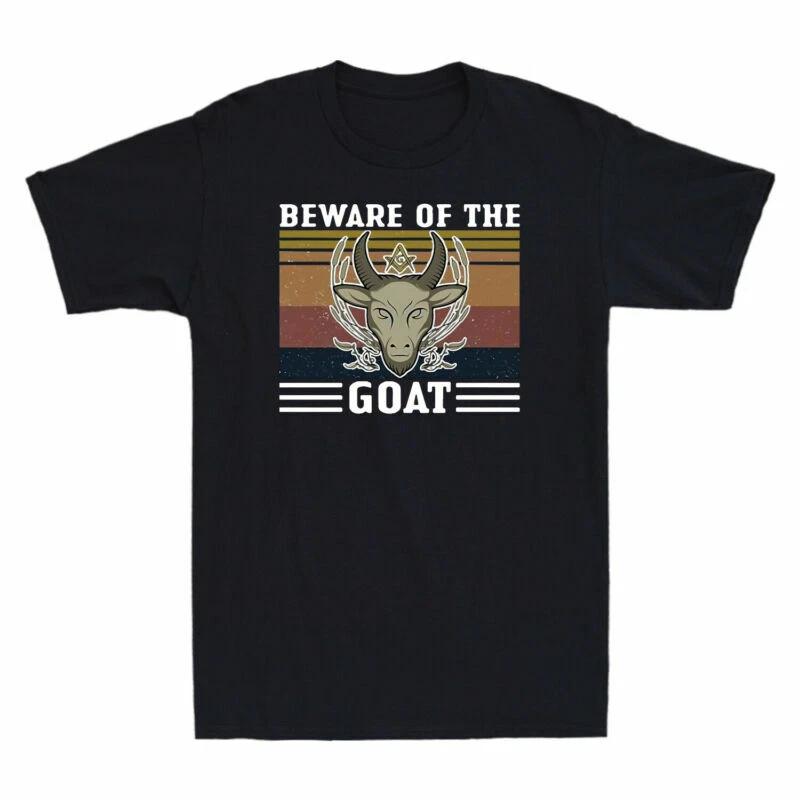 Beware Of The Goat Vintage Graphic Men s T Shirt Cotton Black Tee Funny Gift XXXXL
