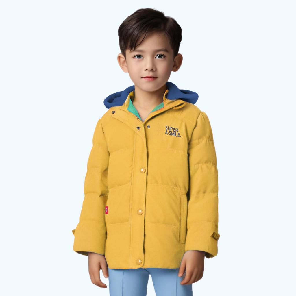 Kayiyasu Down Padded Outerwear for Cold Size Kids' Jacket, Coat, Boys, Winter, Hooded, Protection, 110-150cm (Yellow, 120)