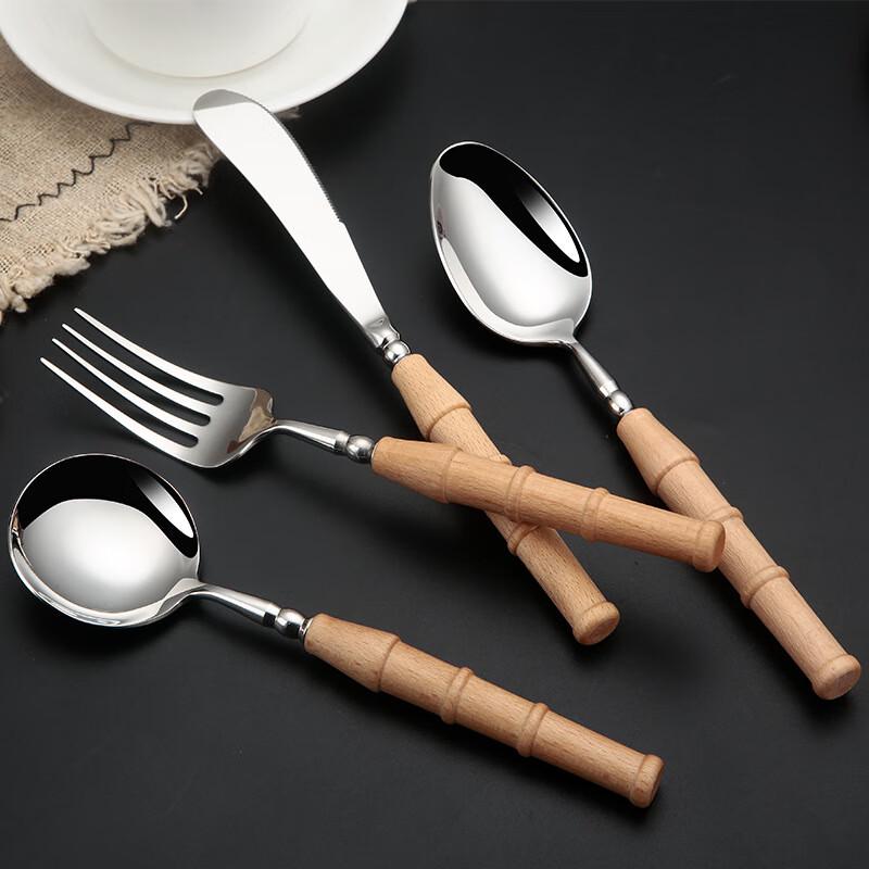 ZISIZ Bamboo Handle Dinnerware