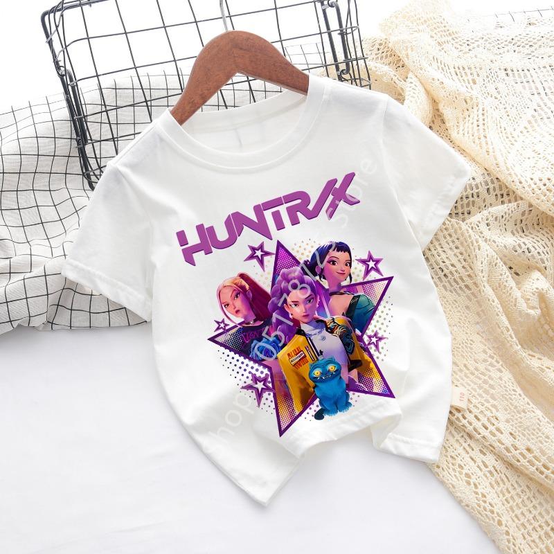 Kpop Demon Hunters Huntrix T-shirt Women Man 2026 Summer Short Sleeve Tee Anime Print Streetwear Casual Tops Kids Clothing Y2k