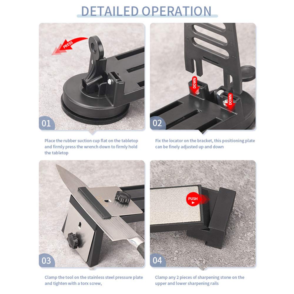 Knife Sharpener Fixed Angle Knife Sharpener Professional Knife Grinder with 4 Sharpening and for Knives and Scissors Kit, Kit, Stones, 120mm, 320mm,