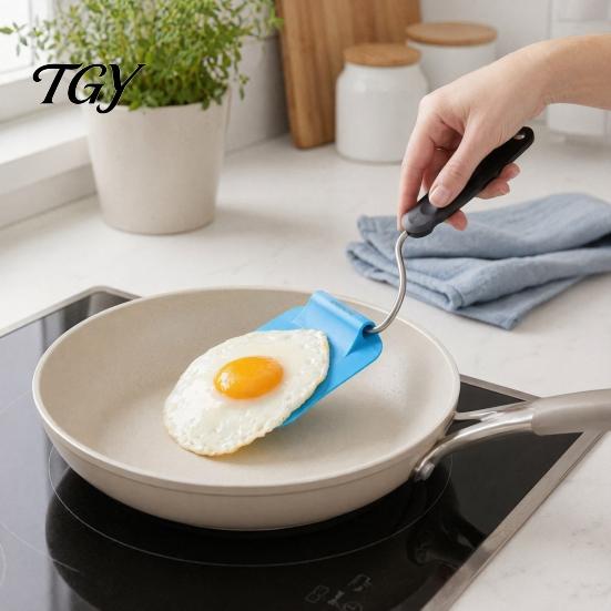 Barbecue Spatula Tool Fried Eggs Spatula, Adjustable Angles Design, Non-Stick Flexible Turner Meal Serving Heat Resistant Silicone Cooking Tool,
