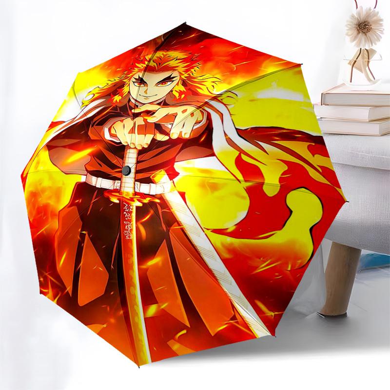 

1pc Flame Warrior Auto-Open Close Umbrella - Portable 3-Fold Design with 8-Bone Iron Frame, Perfect for Outdoor, Ideal as a Gift for Fans, Travelers,