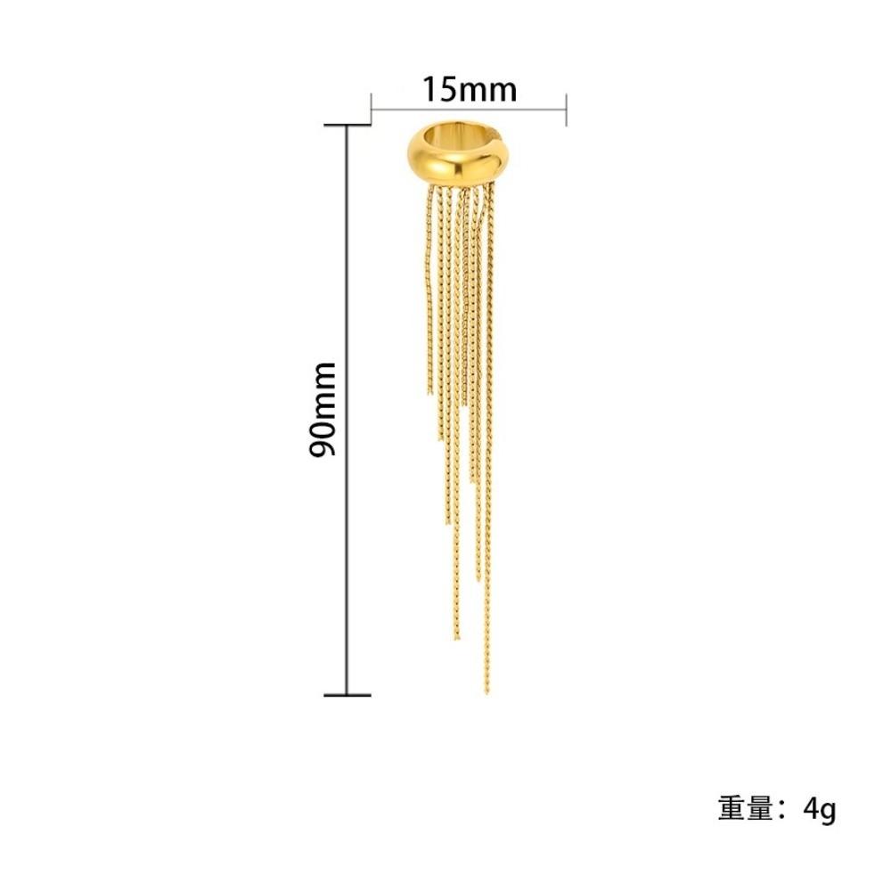 Long Chain Tassel Ear Cuff Stainless Steel No Piercing Ear Wrap Elegant Ear Clip Charms Jewelry