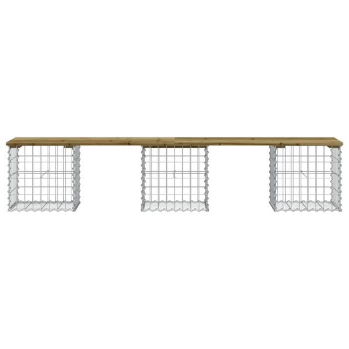 VidaXL Design Gabion Garden Bench 203x44x42 Cm Impregnated Pine Wood 834343