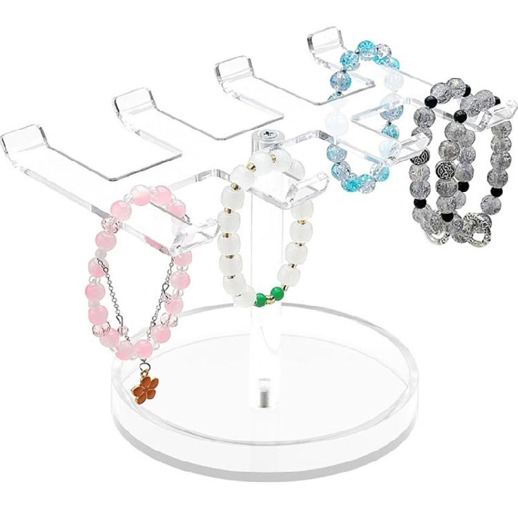 Acrylic Bracelet Rack With Art Inspired Base Space Efficient Jewelry Display for Shops and Personalize Use