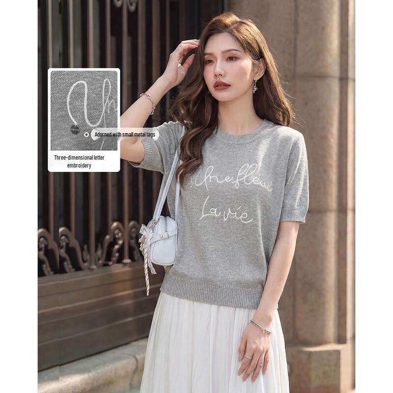 TERRE BLEUE Women s Summer Short Sleeve Knitted T-Shirt F