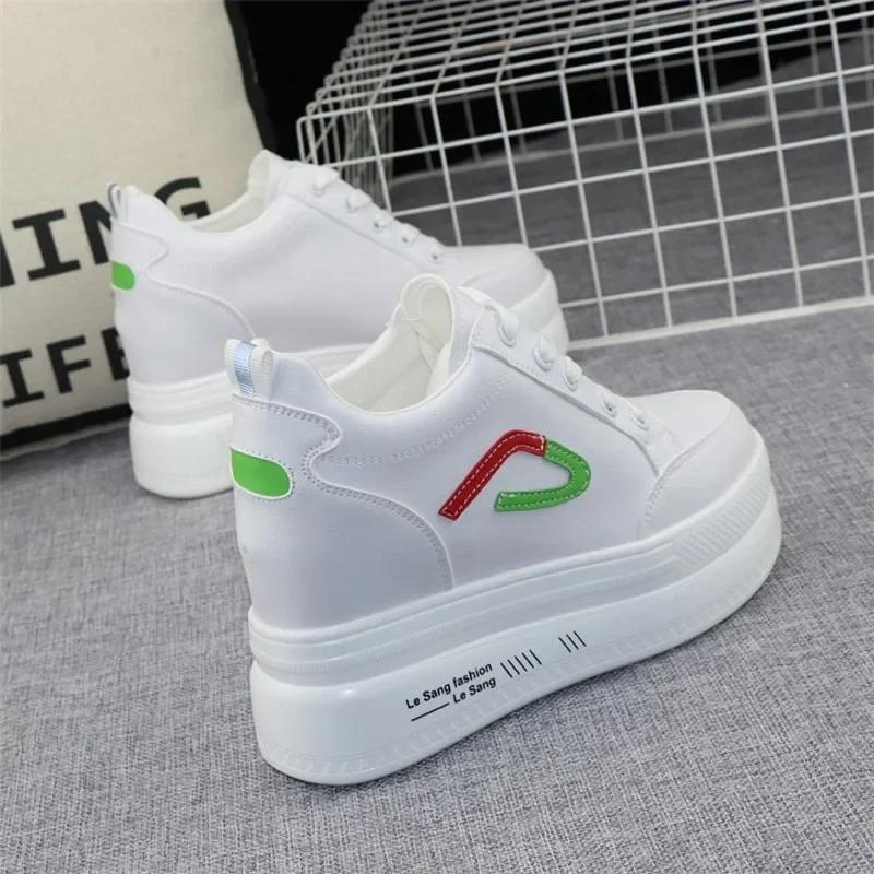 Fashion New autumn and winter fashion casual shoes women's high heels 10 cm thick base sneakers black white 34-39 platform boots