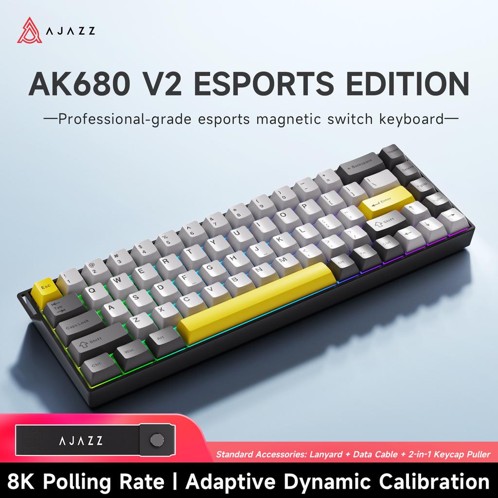 Ajazz AK680 V2 Gaming Mechanical Keyboard Magnetic Axis 68-Key RGB Backlit 8K Polling Rate 128K Scan Rate Aluminum Plate