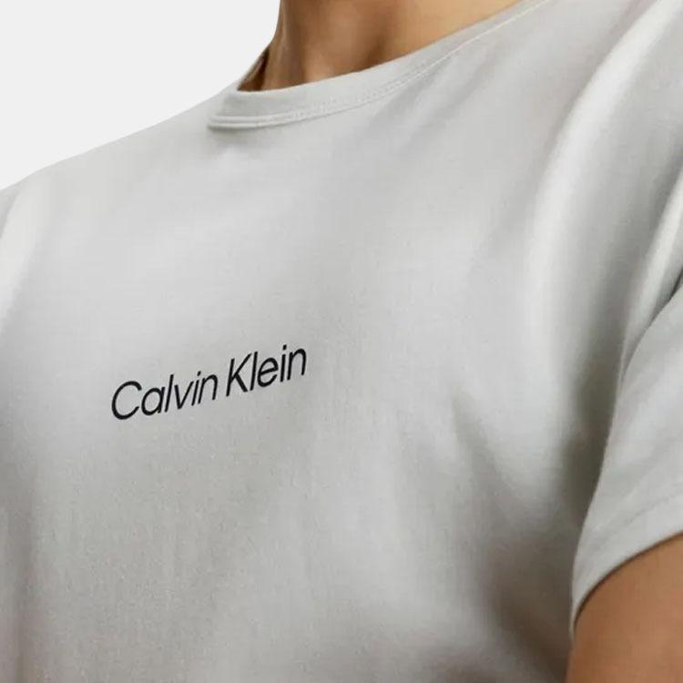 Calvin Klein Logo Tričko s okrúhlym výstrihom rovného strihu s krátkym rukávom Pánske tričká biele 000NM2170E-CJH