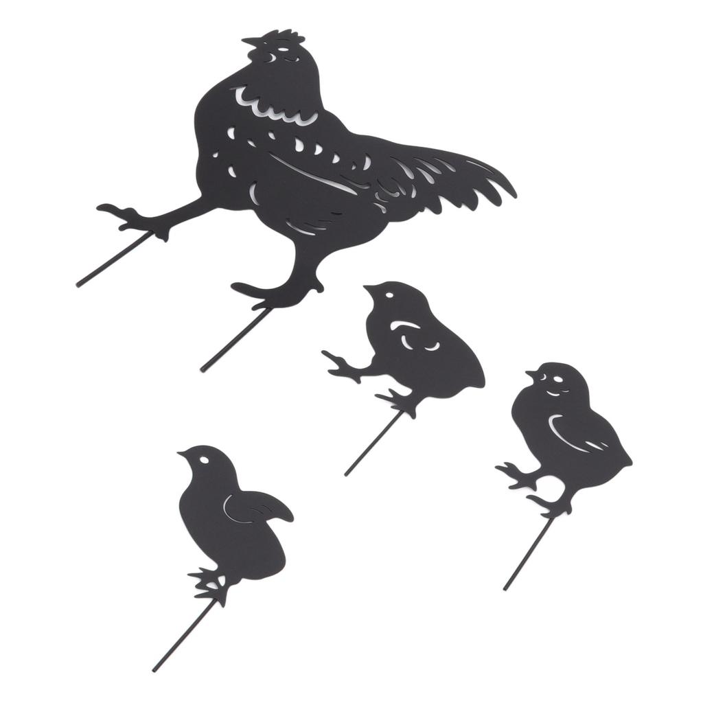 4 Stück Henne Huhn Silhouette Hohl Pfahl Design Niedliches Henne Huhn Design Langlebiges Metall Huhn Hof