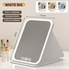 LED Makeup Mirror Portable Foldable with Light Rechargeable Makeup Mirror Desktop Fill Light Leather Shell Mirror