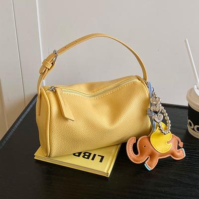 2025 New Simple Lychee Pattern Soft Leather Portable Pillow Bag Women's Casual Versatile Commuter Style Messenger Bag