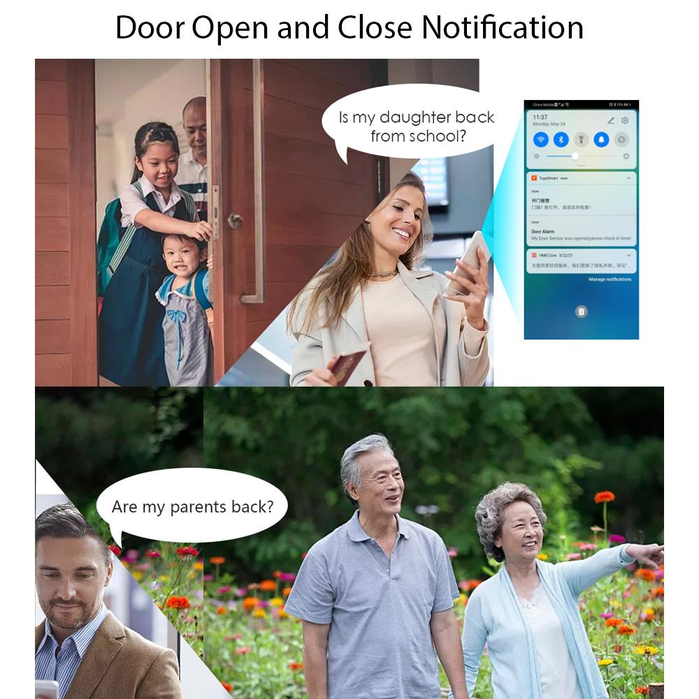 4 Pack Mini Door Window Alarm Home Security TY APP 2.4G WIFI Wireless Magnetic Sensor Anti-Theft