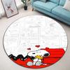Kawaii Snoopy Round Rug Cute Cartoon Printed Circular Carpet Anti-Slip Floor Mat for Kids Room Nursery Decor