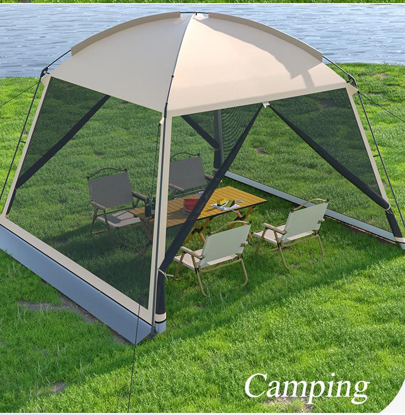 Portable Outdoor Mesh Gazebo: Large Sunshade Tent with Mosquito Net for Beach or Camping