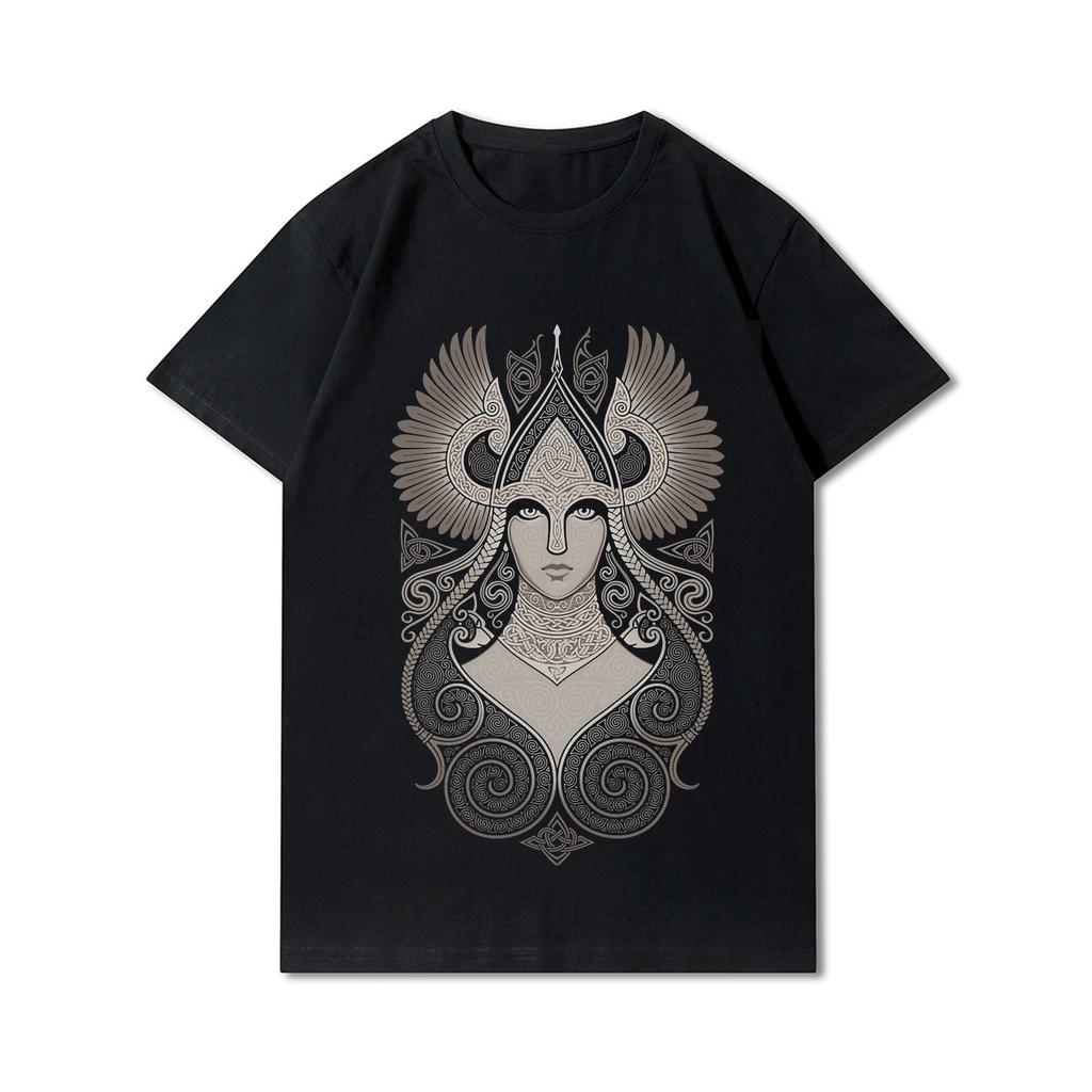 100% Cotton Summer Men T Shirts Viking Vintage Skull Beard with Headphone Printed Casual Top Tees