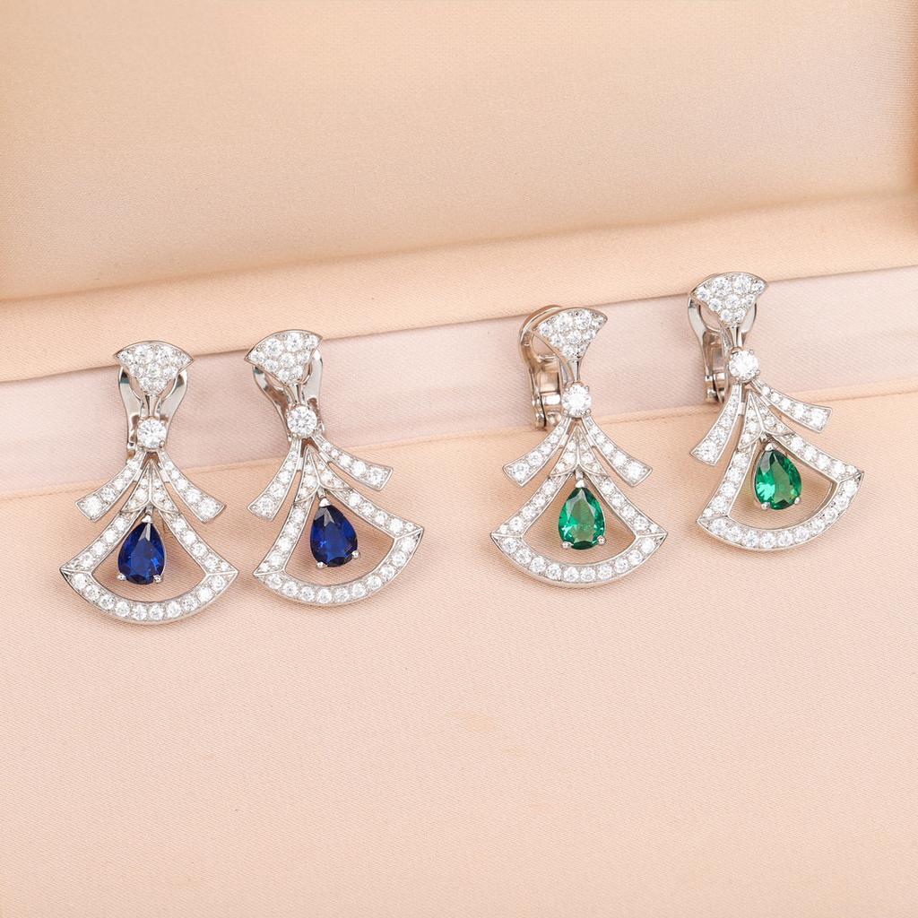 New Hot Brand Vintage Zircon Earrings for Women Luxury Jewelry Fashion Designer Eardrop Pure 925 Sliver Party Clip Earrings