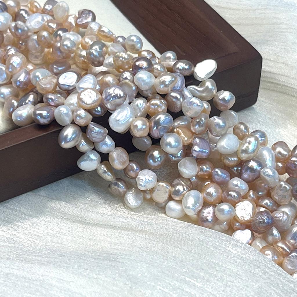 1String, Multicolor Natural Freshwater Pearls, Handmade Baroque Pearl Beads for Jewelry Making DIY Crafts (Beads 5-6mm, Length 36cm)