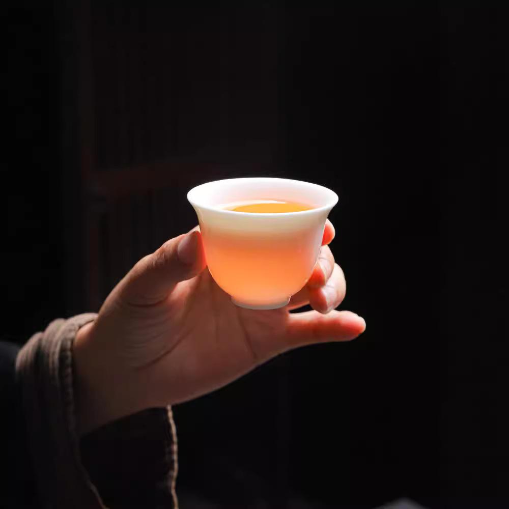 Dehua white porcelain suet jade kung fu tea set, simple and portable for home use, business event souvenir, opening gift