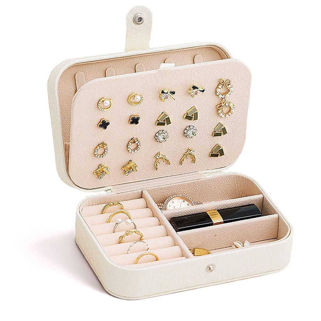 Travel Jewelry Box, Small Jewelry Organizer Boxes For Women Girls, 2 Layer Travel Jewlery Case