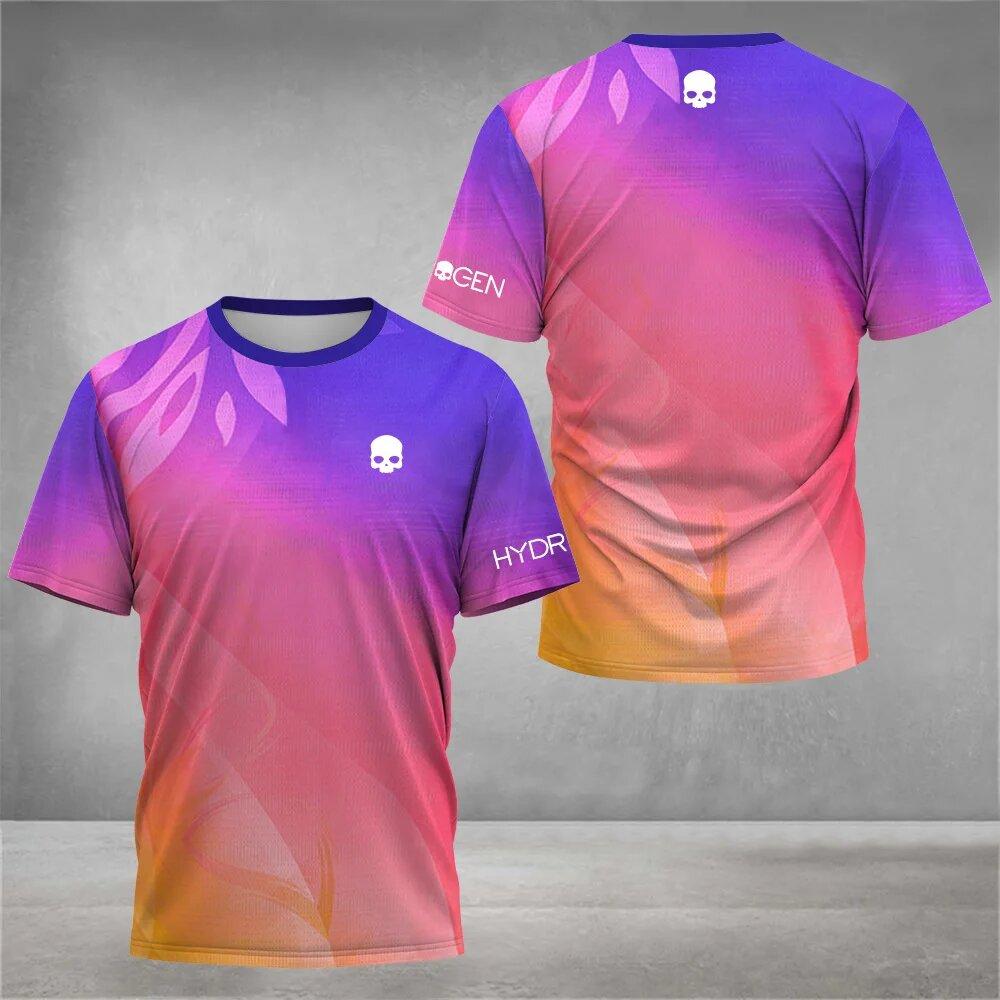 

Fashionable Skull Head Gradient Color Printing Comfortable Casual Round Neck Plus Size Men s Sports Short Sleeved T-shirt L фіолетовий