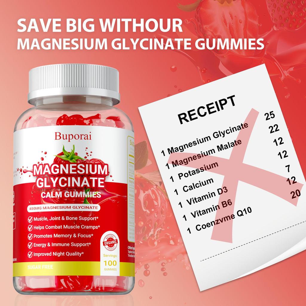 Magnesiumglycinat 400mg - für Schlaf, Stressabbau, Knochenunterstützung, Hohe Absorption