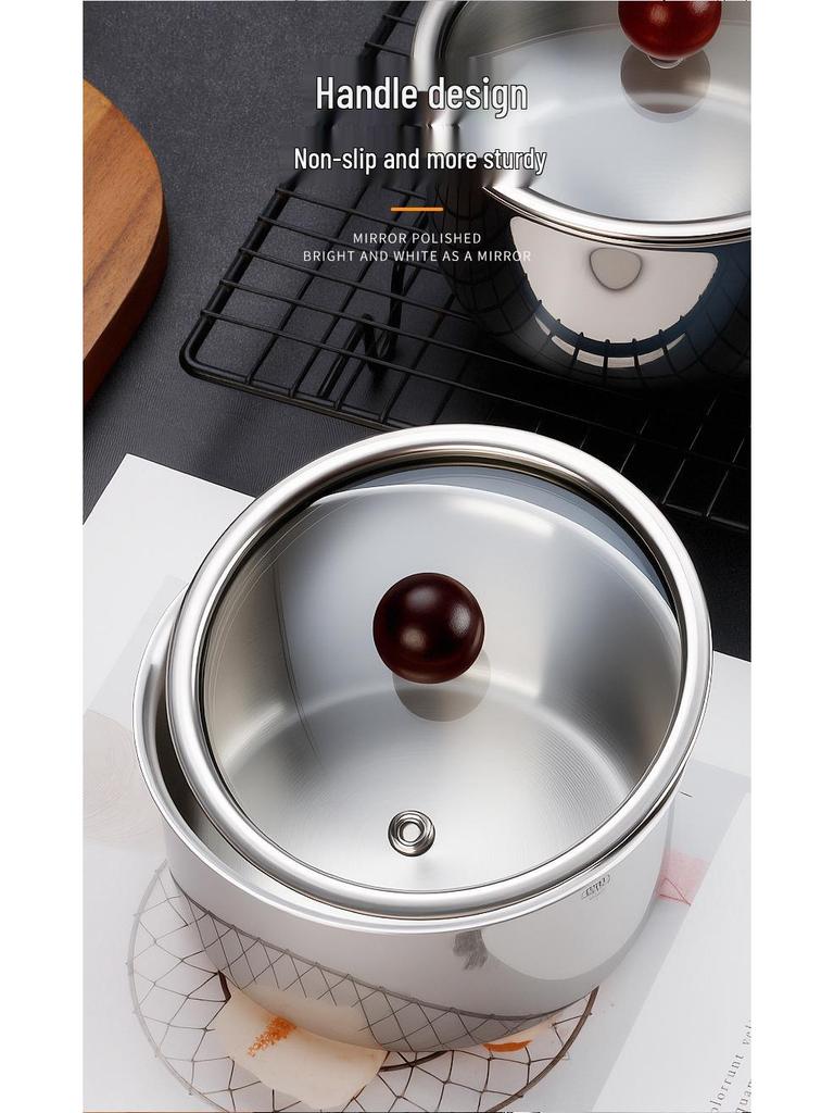 304 Stainless Steel Double-Layer Steamed Egg & Soup Bowl with Lid - Heat Resistant Cooking Pot for Home Use