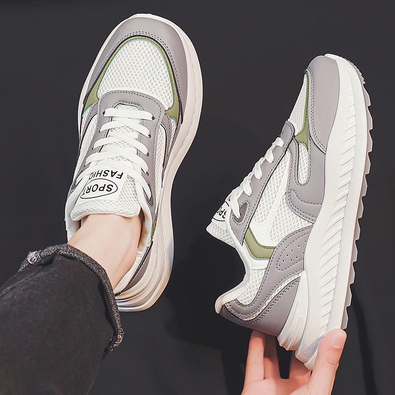 

Сетчатые мужские дышащие кроссовки Весна Лето Новая трендовая обувь Платформа Увеличенные кроссовки Папины кроссовки Беговые кроссовки 39 серый