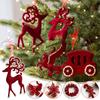 Red Flocking Christmas Bow Wreath Bell Christmas Tree Snowfall Elk Pendant Hanging Ornament Navidad 2025 Noel Home Party Decor