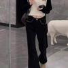 Women's Black High Waist Slimming Micro Flare Jeans - Versatile Korean Style for Spring & Autumn