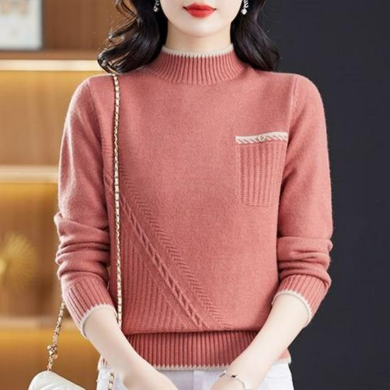 Stylish Loose High Neck Knitted Sweater - Thick, Warm Base Layer for Autumn/Winter