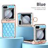 Electroplated Ring Leather Phone Case for Samsung Galaxy Z Flip 7 6 5 4 3 Flip6 Flip5 Flip4 Flip3 5G Shockproof  Holder  Cover