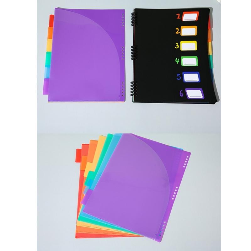6 Pockets Expandable Document Folder Letter Size File Organiser with Removable Pages Colorful Numbered Label Window