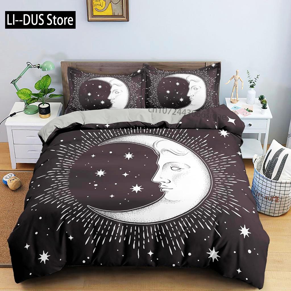 Comforter Divination Pattern Single Queen King Size Microfiber Sun And Moon Pattern Mandala Theme Bedding Set