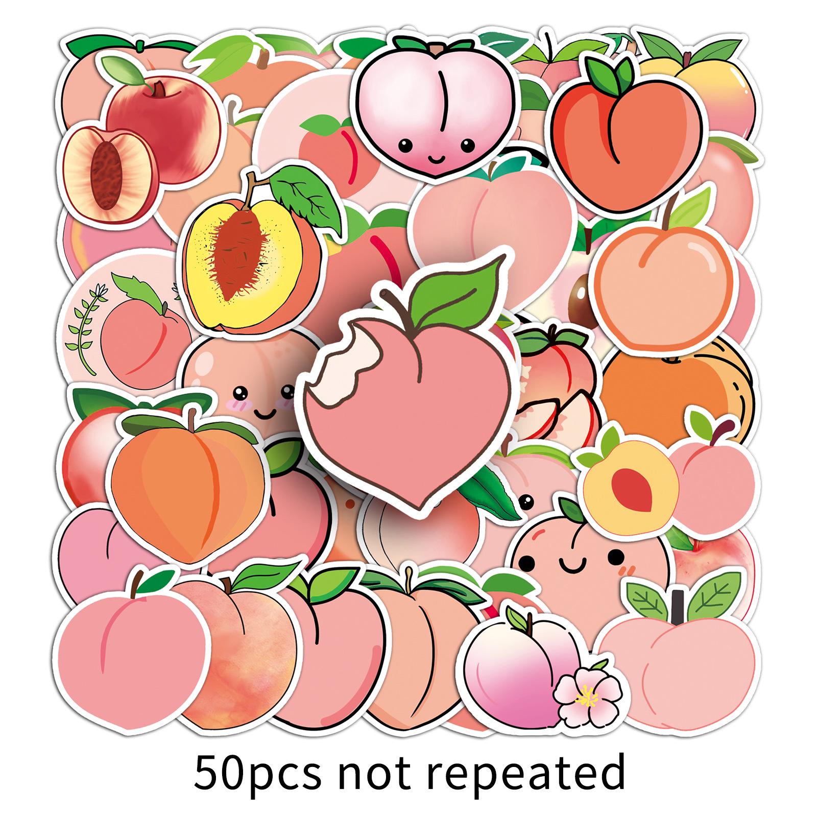 50 Peach Graffiti Cartoon Fruit Kids  DIY Phone Case & Luggage Stickers - Waterproof