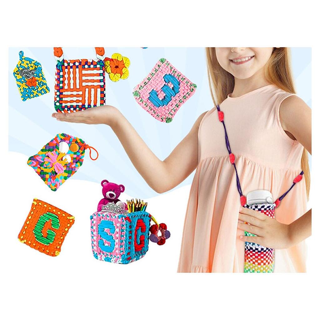 Weaving Loom Kit Toys Potholder Loops Making Kits Gifts Multicolored Knitting Portable DIY Sewing Craft for Beginners Kids