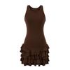 Miuli Miu Style American Sweetheart Gyaru Design Sense Frill Multi-Layer Cake Skirt Sleeveless Vest Dress